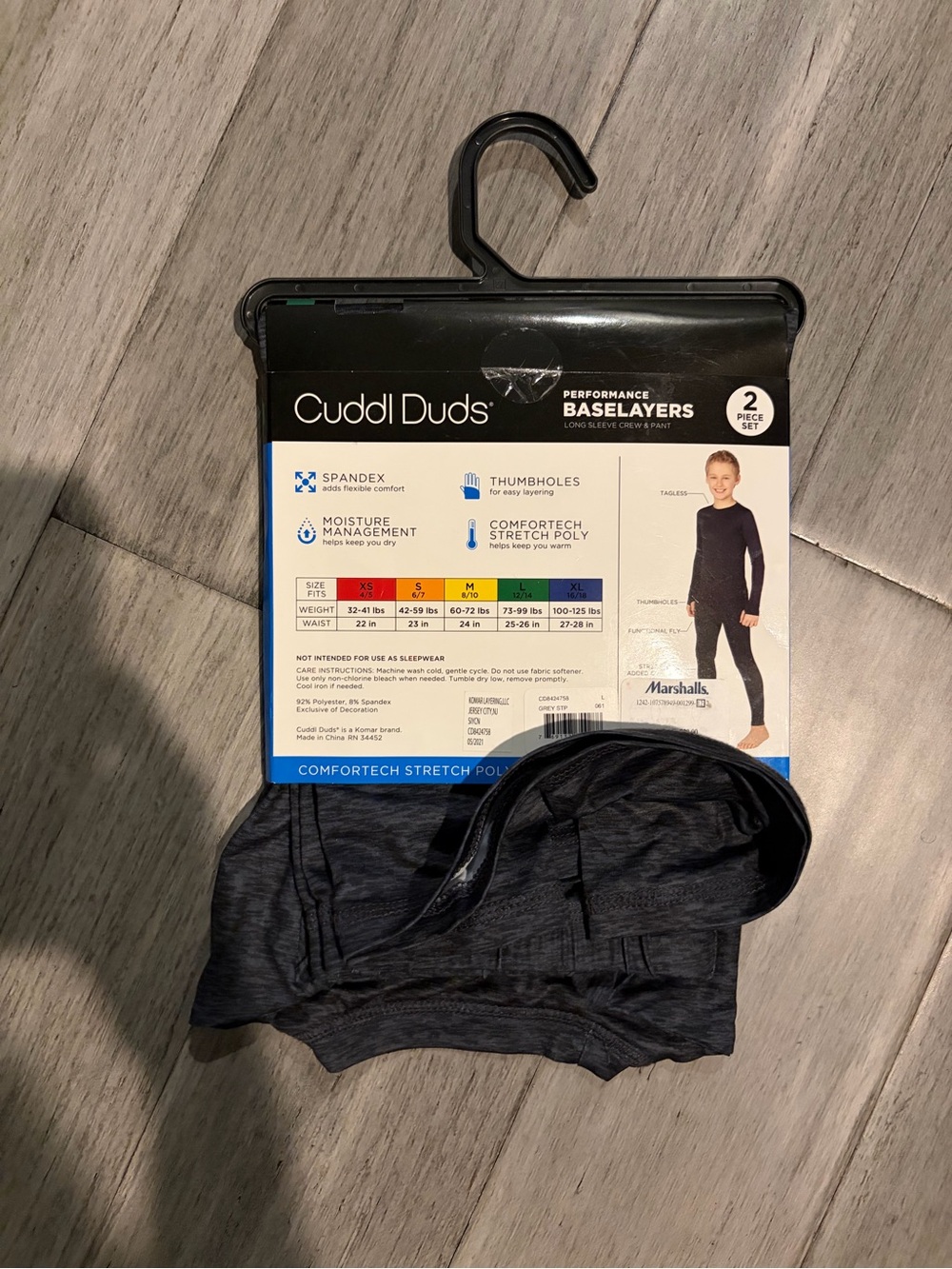 Cuddl Duds Boys Black blend Performance Baselayer Set